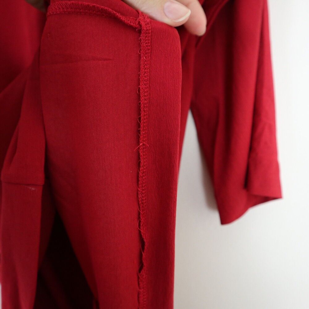MaxMara Size S Red Wrap Front Blouse 3/4 Sleeve Viscose Jersey - Picture 7 of 10